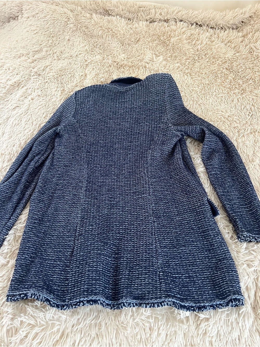 Chico's Navy Textured Double-Breasted Knit Blazer - Picture 2 of 2